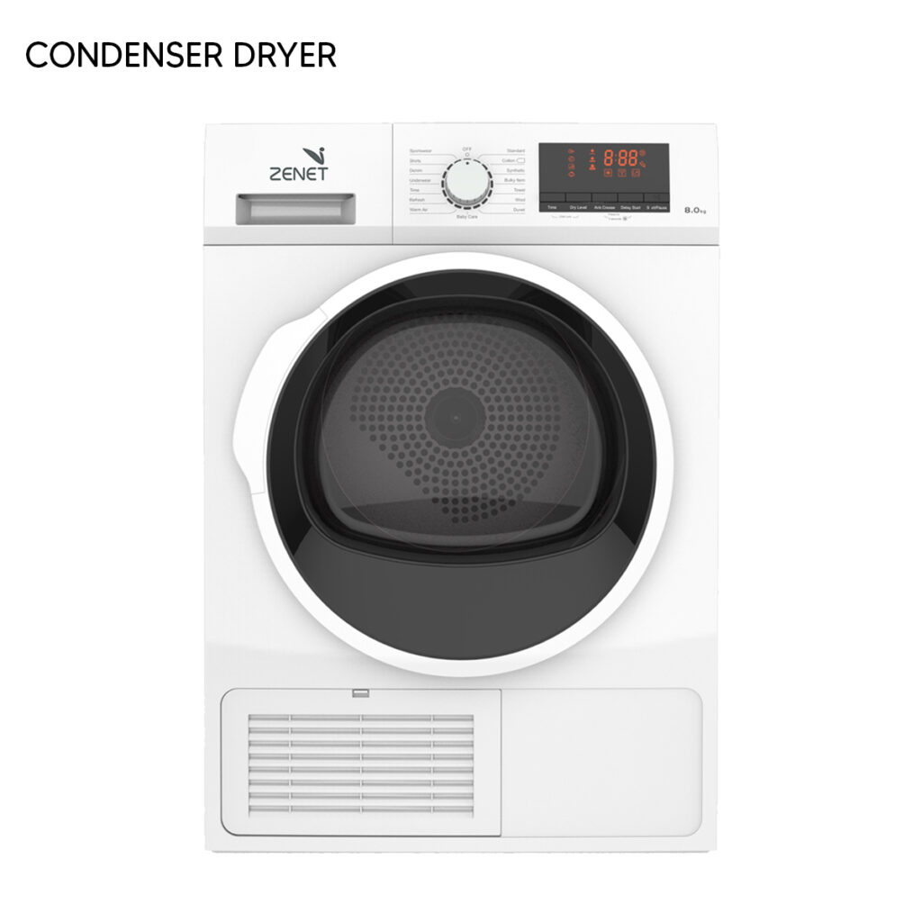 ZENET Condenser Dryer 8KG White Digital - Zenet Electronics